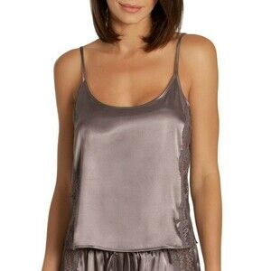 In Bloom By Jonquil Cami Top Size XS Satin Lace Trim Lingerie Gray NEW B10